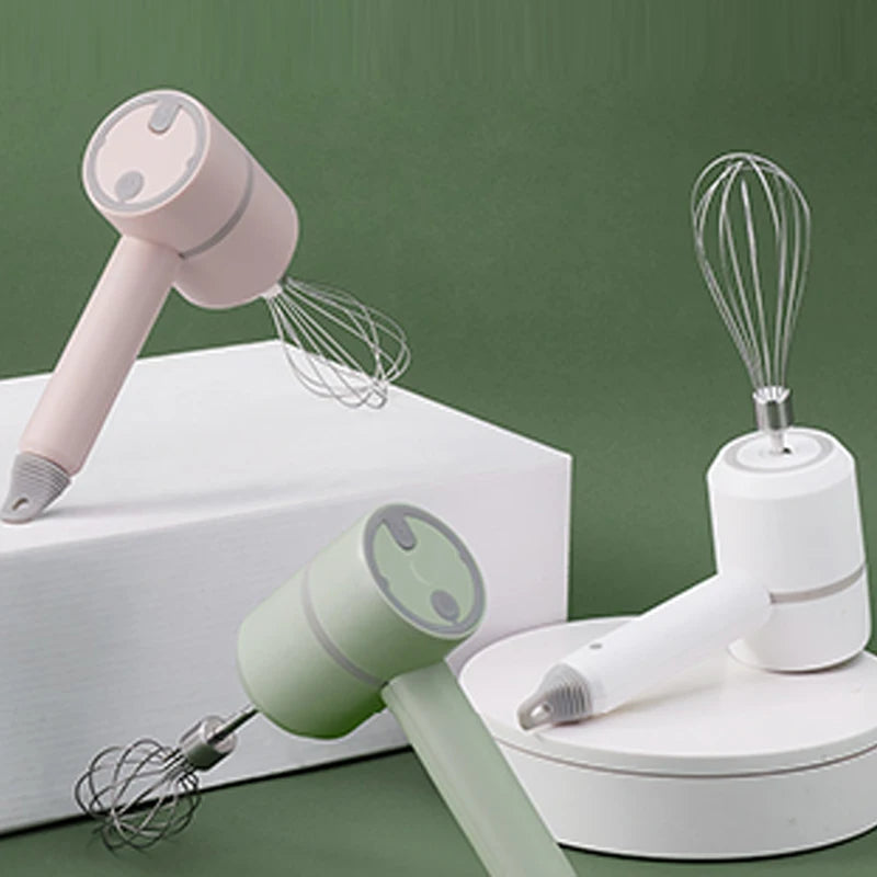 Cordless Electric Hand Mixer,USB Rechargable Handheld Egg Beater with 2 Detachable Stir Whisks 3 Speed Modes,Baking At Home For